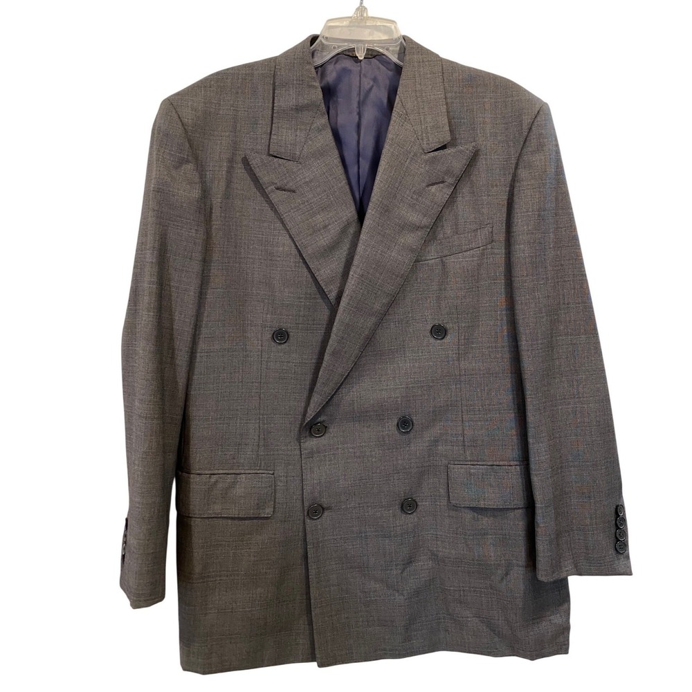 Bergdorf Goodman Domenico Spano Mens Grey Glen Plaid Double Breasted‎ Blazer 44R